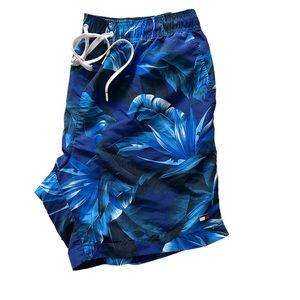 Tommy Hilfiger Traveler Trunks Shorts Mesh Lined Size Large Blue Floral